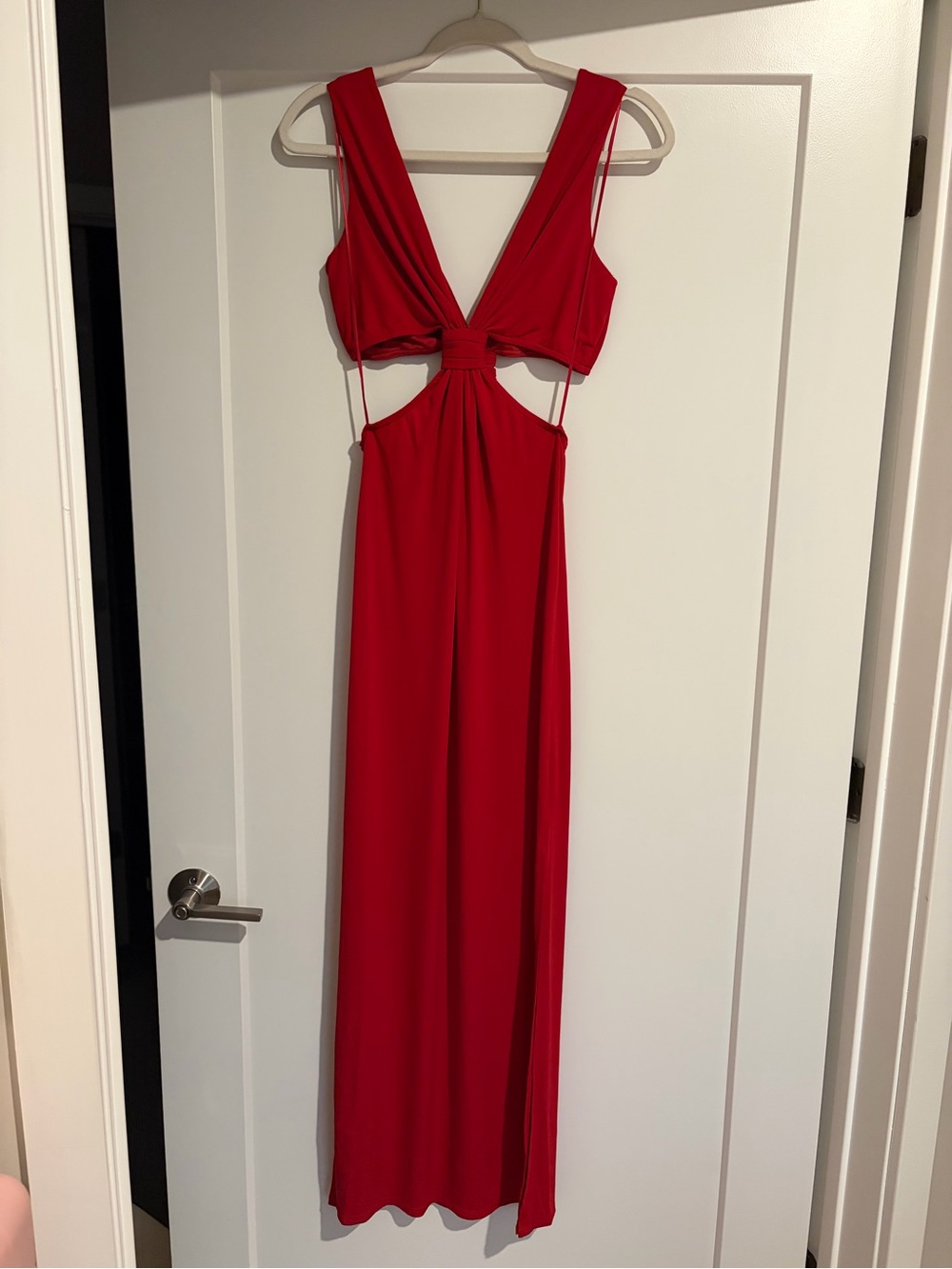 Kittenish Red Backless Cutout Maxi Dress